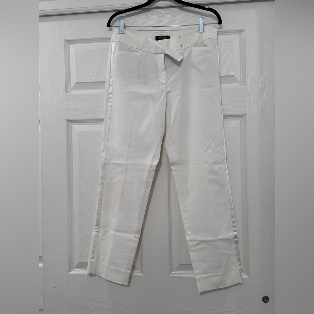 White House Black Market Tuxedo White Slim Ankle Trousers